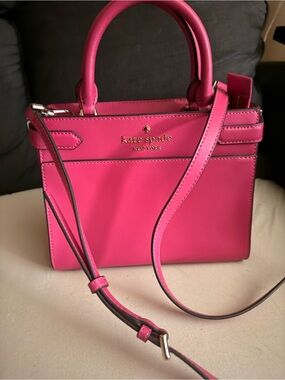 kate spade Bright Pink Leather Satchel with Crossbody Strap
